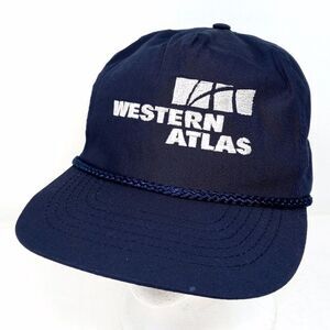 Vintage Western Atlas Large Rope Adjustable Leather Strapback Trucker Hat Cap